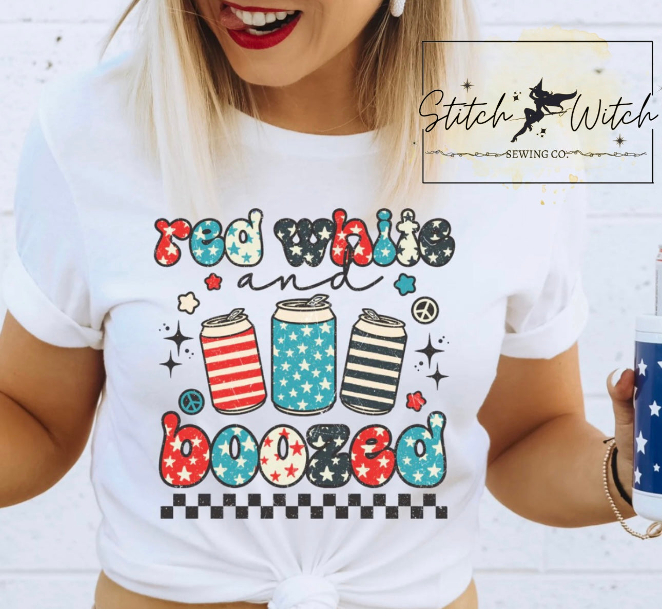 red white boozed t-shirt