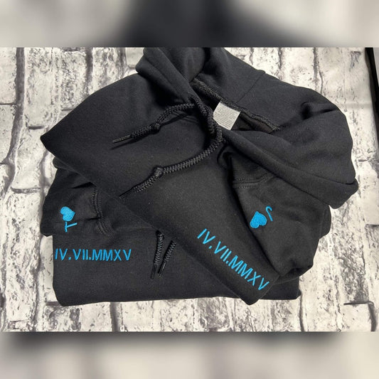 Roman numeral embroidered crewneck